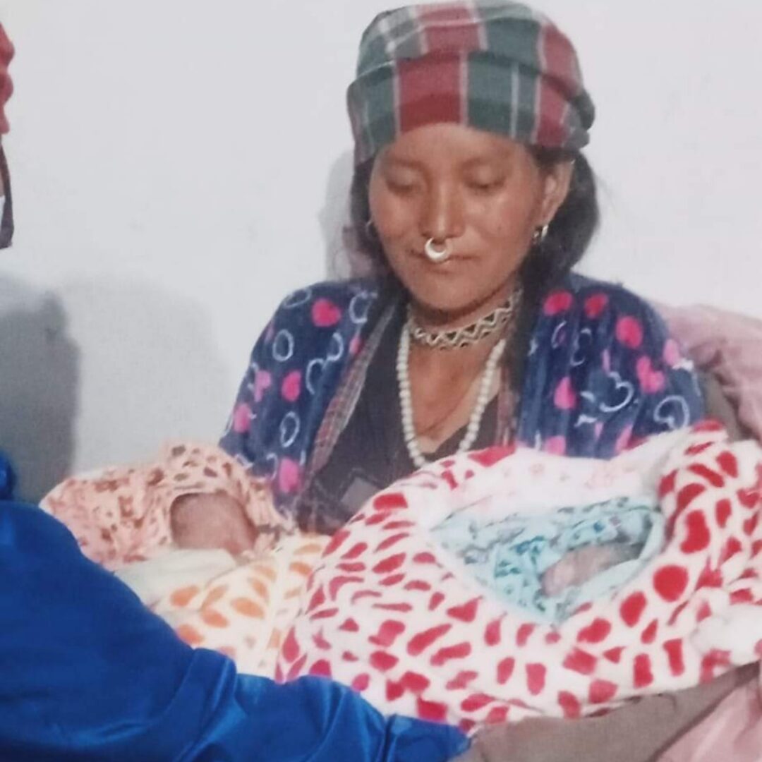 Anita and her twins safely delivered in the Adara-supported Syada birthing centre in remote Humla, Nepal